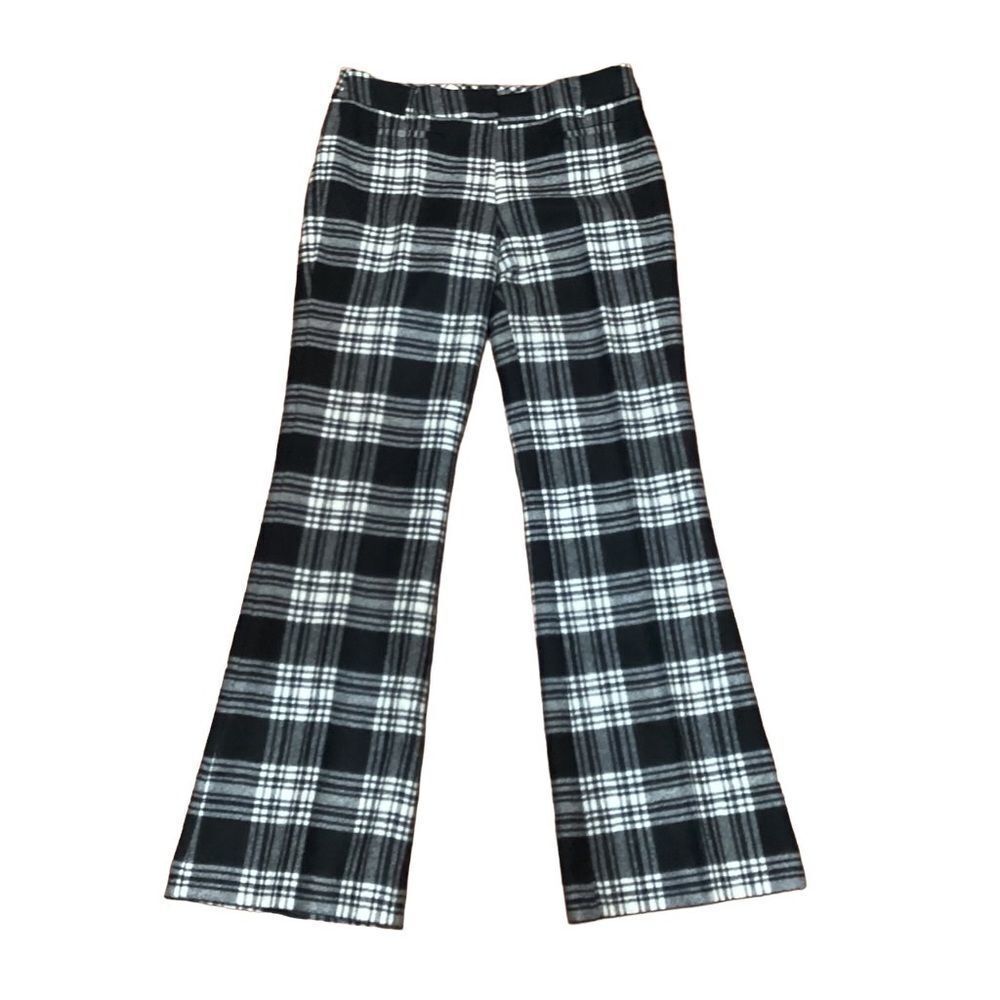 L.L. Bean black and cream plaid 100% Wool flare signature trousers size 10 - Picture 3 of 12